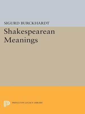 cover image of Shakespearean Meanings